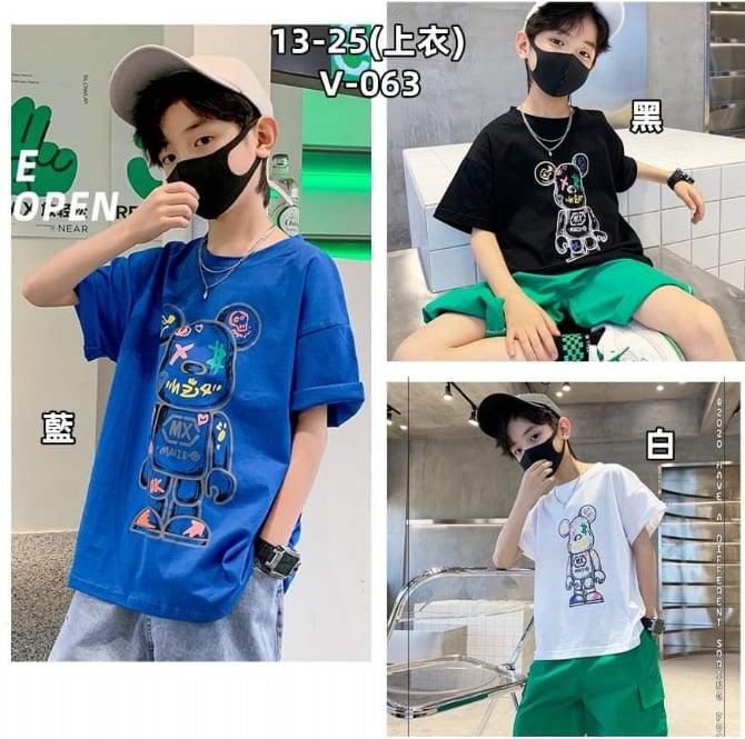 TBT 052 黑/白/蓝 上衣 大童