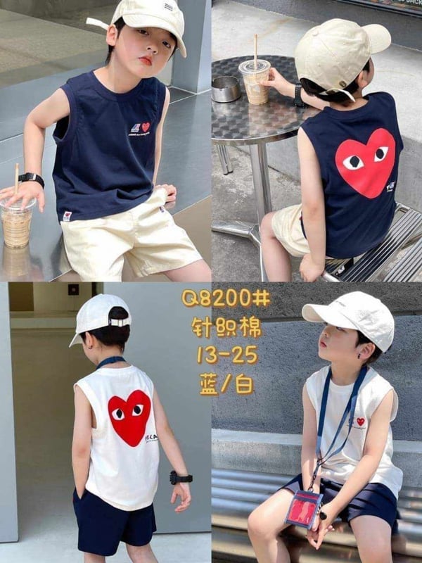 TBT 075 白/蓝 上衣 大童